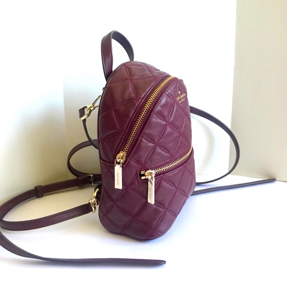 Kate Spade Mini Natalia Quilted Leather Convertible Backpack 🎈 Cherrywood $339 - Picture 5 of 16